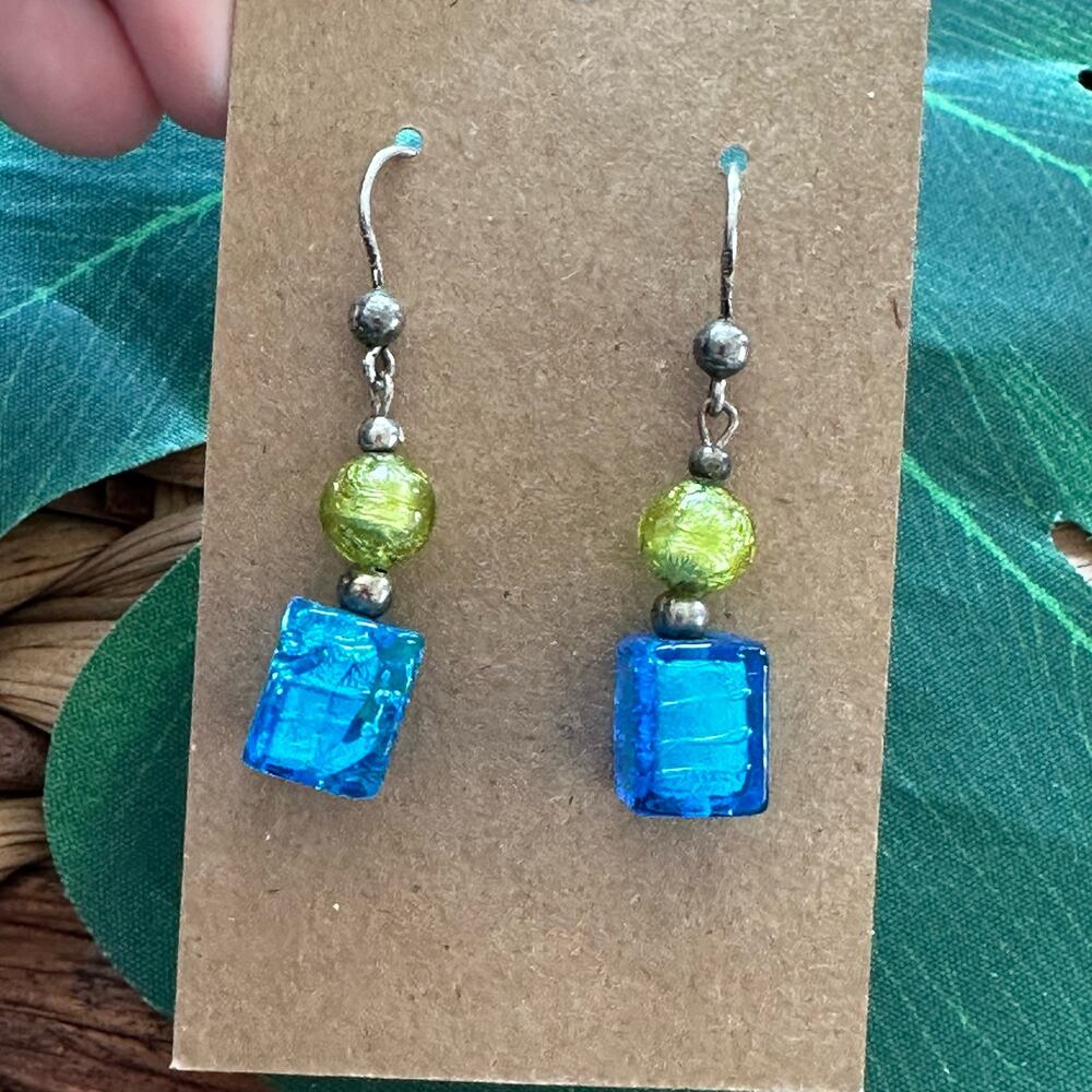 Murano Glass Artisan head handmade Sterling silver earrings